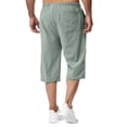 thumbnail image 5 of Mens Linen Capri Pants Casual Lightweight 3/4 Pants Loose Fit Elastic Waist Drawstring Big And Tall Summer Beach Yoga Shorts with Pockets Mint Green L, 5 of 8