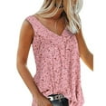 thumbnail image 3 of Camiseta sin mangas con estampado sin mangas sin mangas con cuello en V para mujer, chaleco de verano, rosa, XL Eigraketly AP002122-36, 3 of 7