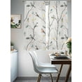 thumbnail image 5 of Vintage Botanical Semi Sheer Curtains 63 Inch Length 2 Panels Set, Birds Branch Watercolor Leaf Sheer Kitchen Curtain Privacy Voile Window Curtain for Living Room Bedroom Rod Pocket Drapes, 5 of 7