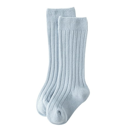

Gureui Toddler Infant Baby Boys Girls Medium Tube Socks Solid Color Ribbed Knit Knee High Socks Seamless Uniform Stockings