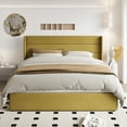 thumbnail image 2 of Einfach King Size Lift up Platform Storage Bed Frame with Fabric Upholstered Wingback Panel Headboard, Olive Yellow, 2 of 10