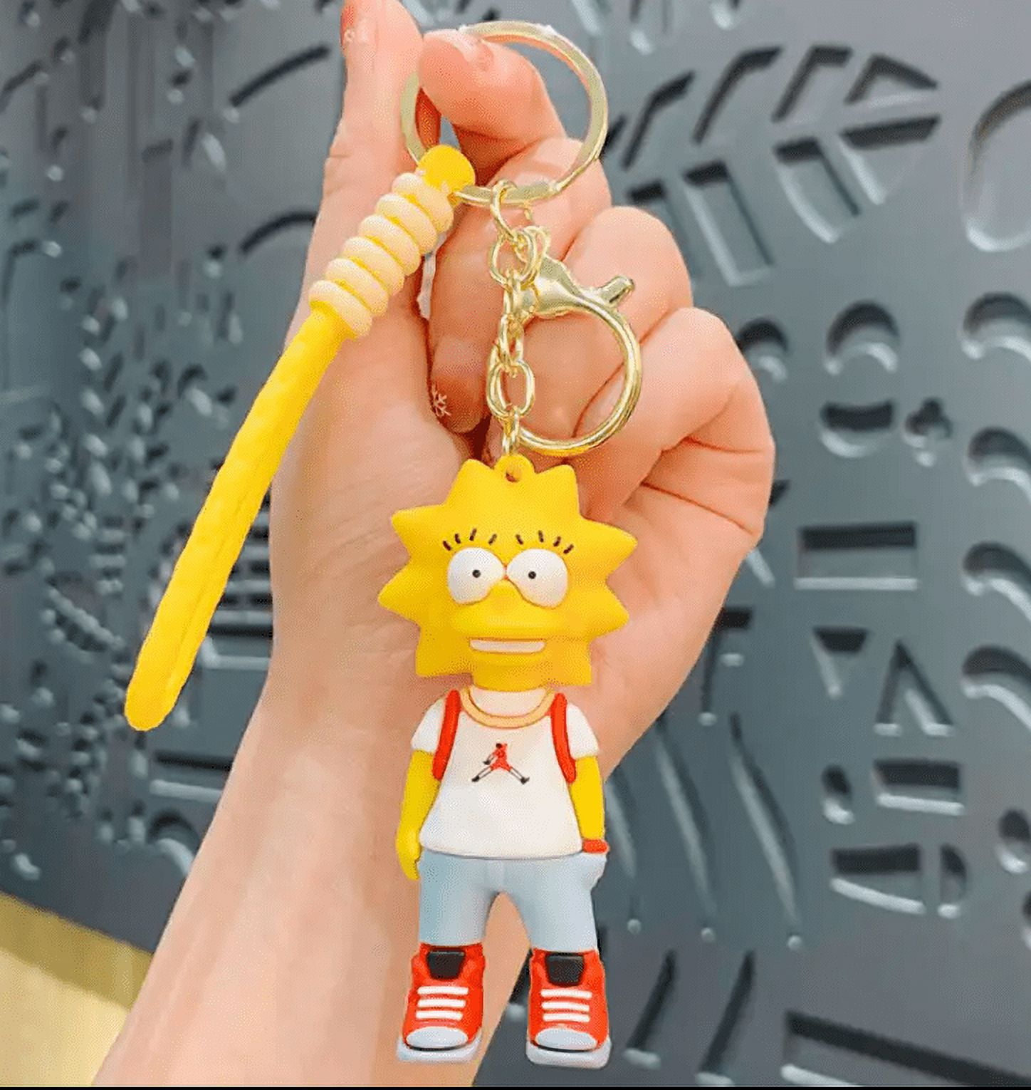 THE SIMPSONS Keychain 3D Silicone Pendant Accessories, SET of 4, for Backpack, Purse, Handbag