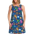 thumbnail image 1 of Easygdp Sea Fish para Vestido Transpirable de Mujer, Vestido Suelto de Manga Corta con Pliegues y Bolsillos para el Verano, 1 of 7