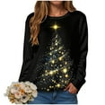 thumbnail image 4 of Kaprioy Womens Cute Christmas Sweatshirts Long Sleeve Tops Pullover Sweatshirts Trendy Christmas Tree Graphic Holiday Crewneck Fall Fashion Clothing Yellow, S, 4 of 6