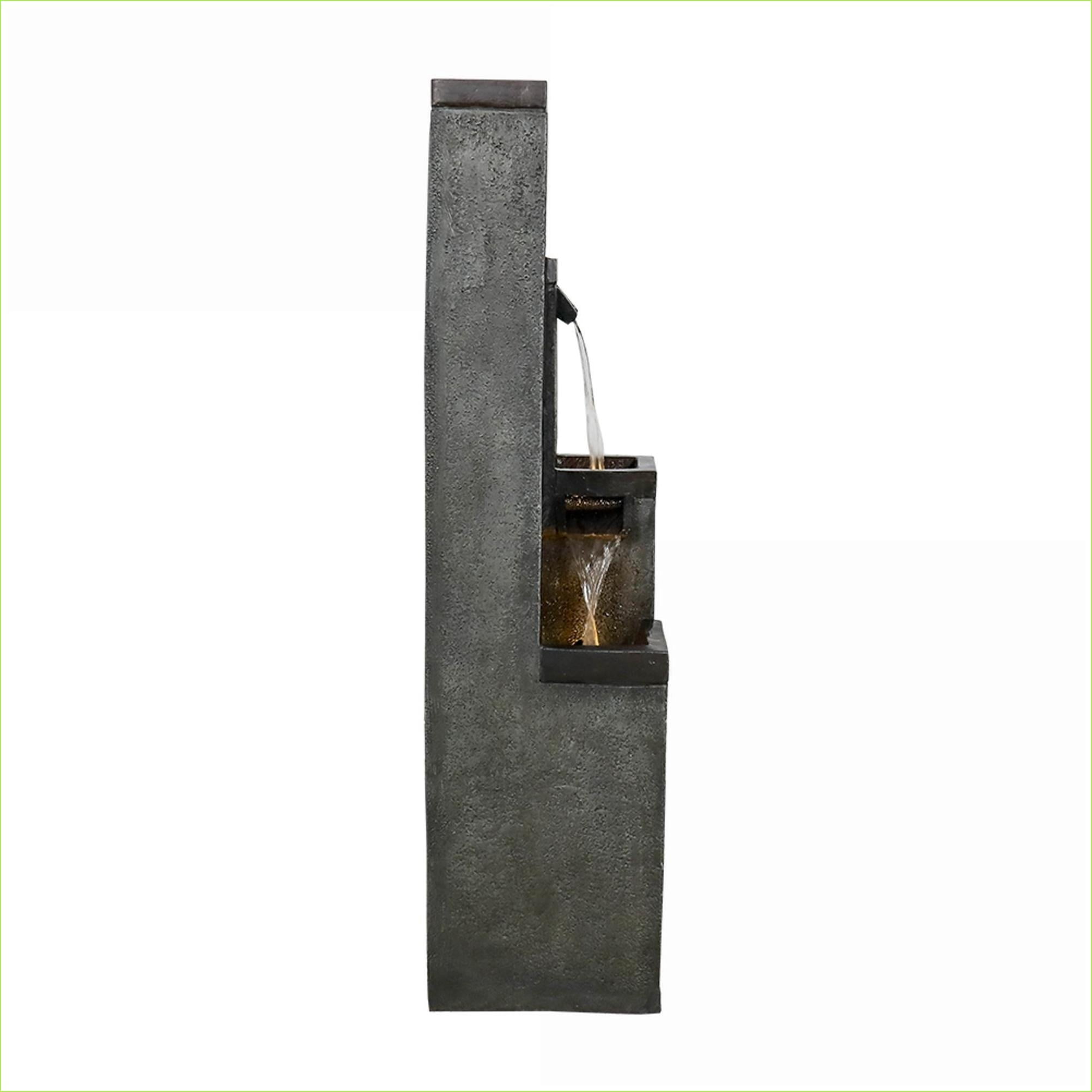 Fountains | Modern 4-Tier Cascading Water Fountain with LED Lights, 39.3" for Indoor Outdoor Garden Patio | Resin | Tiered Waterfall Fountain
