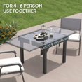 thumbnail image 3 of Expandable Grey Outdoor Dining Table - 35"-71" Tempered Glass Patio Table for 4-6 People, Steel Frame, Lawn, Garden & Backyard Use, 3 of 7