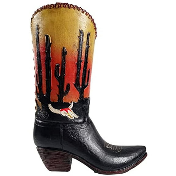 Urbalabs Western Cowboy Boot Vase 9.5 Inch Desert Sunset Cactus South West Flower Vase Decorative Cowboy Boots Vases Home Office Rustic Decor Country Living Wedding Centerpiece