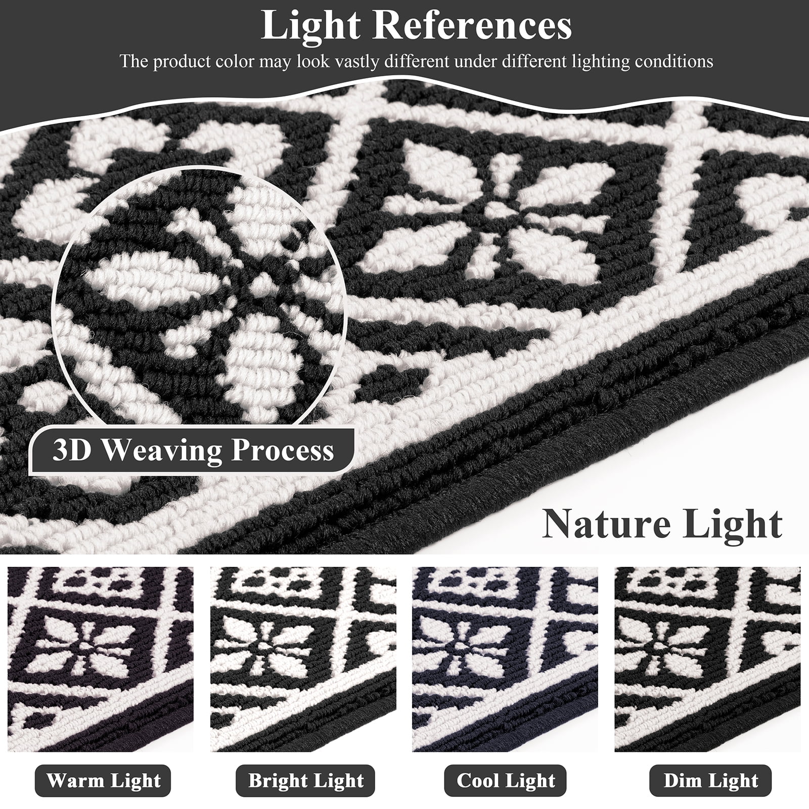 Vaukki Farmhouse Kitchen Rugs Sets of 3, Non Slip Kitchen Floor Mats Washable Kitchen Runner Rug, Black