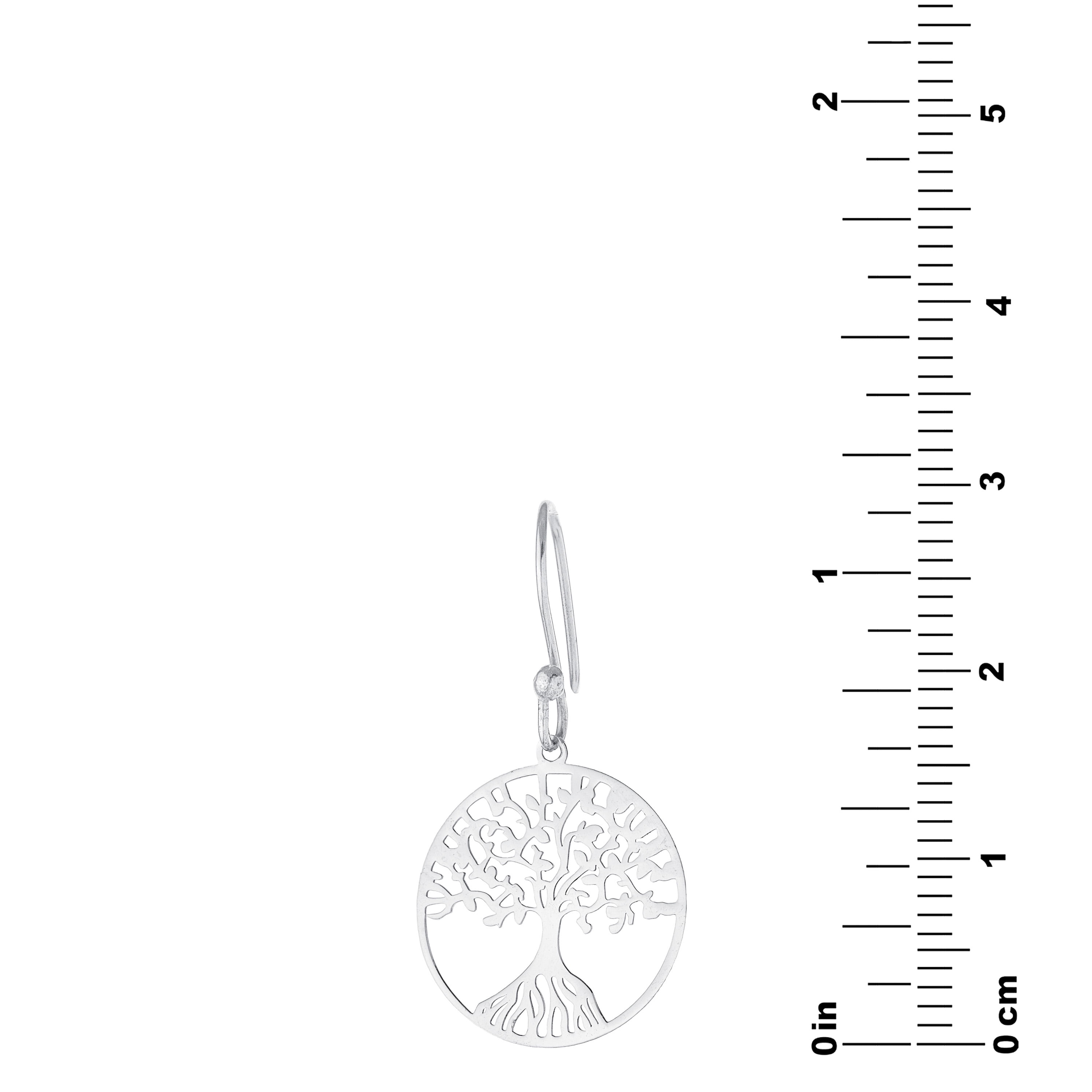 Marisol & Poppy Laser Cut Tree of Life Drop Earrings in Sterling Silver for Women