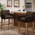 thumbnail image 3 of Of 2 Brown 26 Inch Counter Stools - Upholstered, Strong H-frame Stool Pair Upholstery, Dependable Trait, 3 of 7