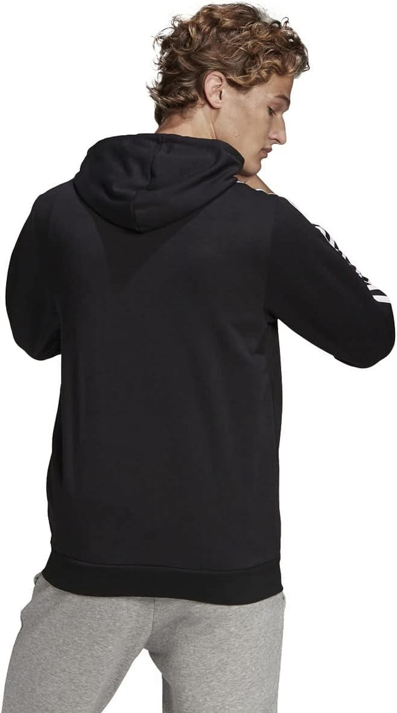 adidas Men's Essentials French Terry 3-Stripes Full-Zip Hoodie, Black/White, X-Large