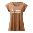 thumbnail image 2 of Gibobby Camisetas Mujer Manga Corta Mujeres Casual Impreso Cuello Bajo Color Sólido Camiseta Manga Corta Divertida Camiseta Tops(Caqui,XL), 2 of 4