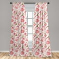 thumbnail image 5 of Ambesonne Floral Curtains, Vintage Tea Cups Roses, Pair of 28"x63", Fern Green Pale Pink, 5 of 5
