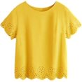 thumbnail image 1 of Blusa casual de verano de manga corta con cuello redondo para mujer Jengibre G Jengibre G Xishao ropa, 1 of 2