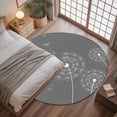 thumbnail image 3 of 3ft Round Rug, Grey Dandelion Non-Skid Rubber Backing Large Area Rugs - Living Room Bedroom Home Office, Abstract Art Simple Floral Indoor Floor Mat Carpets Washable Rug, 3 of 9