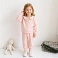 thumbnail image 2 of NIEWTR Kids Sweatsuit Set Girls Infant Toddler Girl Long Sleeve Crewneck Top with Elastic Waist Pants Fall Winter Daily Wear Comfy Sleep Set Soft for 0-6Y(A-Pink,18-24 Months), 2 of 7