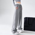 thumbnail image 2 of Gibobby Women Sweatpants Open Bottom Drawstring Elastic Waist Wide Leg Spring/Fall Pants with Pockets(Grey,L), 2 of 9