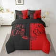 thumbnail image 3 of Manfei King and Queen 7-Piece Twin Bedding Sets, Romantic Valentines Day Bedding Comforter Set, Black Red Love Heart Reversible Sheet Sets, Microfiber Bedroom Decor, 3 of 8