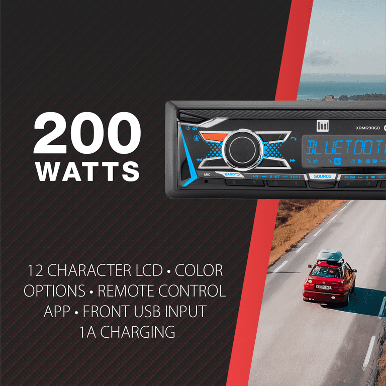 Dual XRM69RGB Single DIN Stereo | RGB Colors, Bluetooth, USB, AM