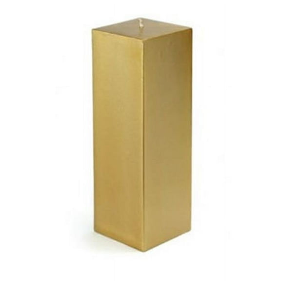 Zest Candle CPZ-163-12 3 x 9 in. Metallic Bronze Gold Square Pillar Candle -12pcs-Case - Bulk