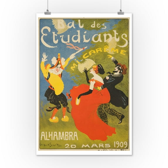 Bal des Etudiants Vintage Poster (artist: de Sonneville) France c. 1909 (12x18 Art Print, Wall Decor Travel Poster)