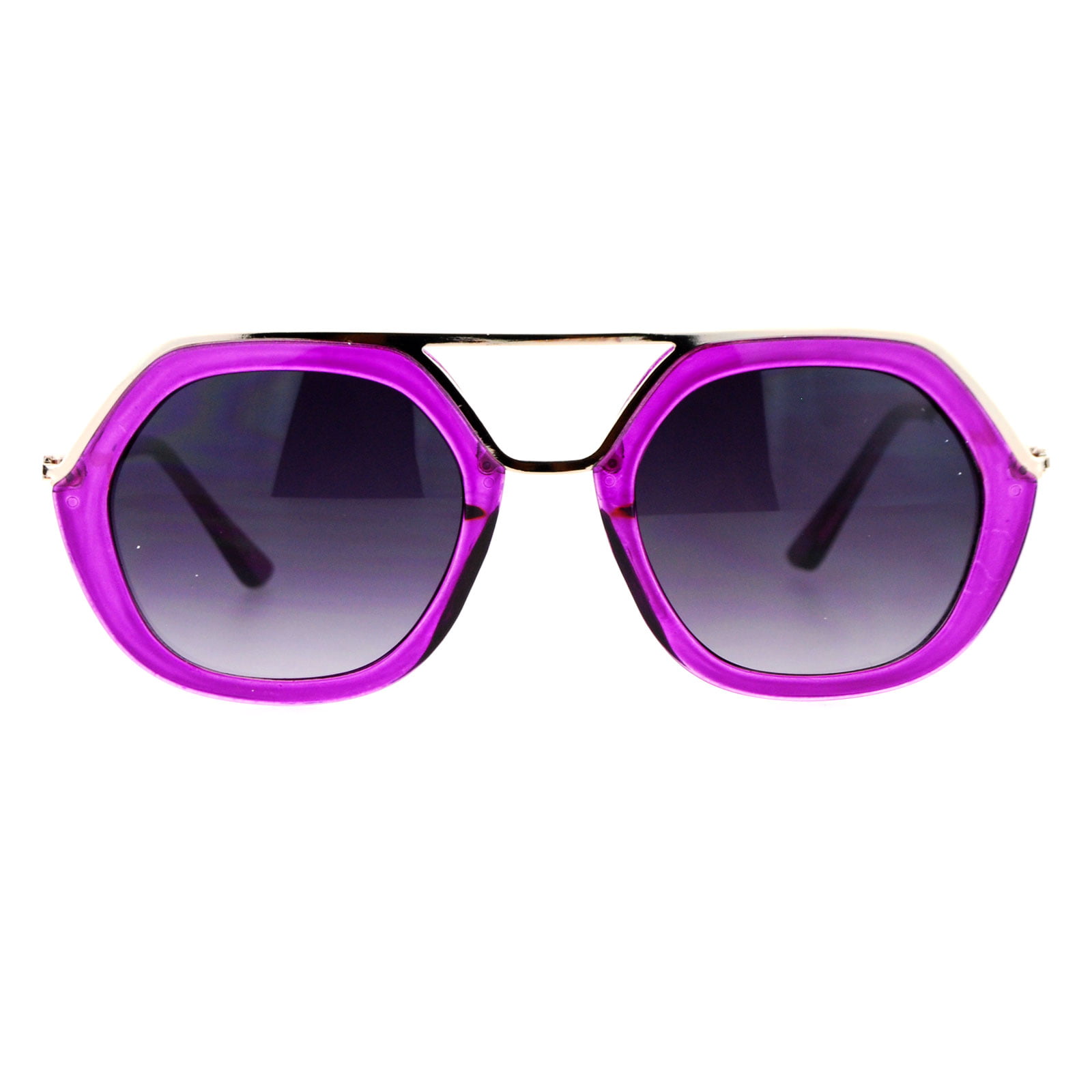 SA106 Womens Metal Brow Bridge Octagon Unique Aviator Sunglasses Purple ...