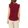thumbnail image 4 of Allegra K Women's Ruffled Sleeveless Pullover V- Neck Work Blouses Tops, 4 of 8