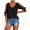 Black, variant on Summer V-neck Women Solid Color Off Shoulder Casual Shirt Bownot Blouse Tops