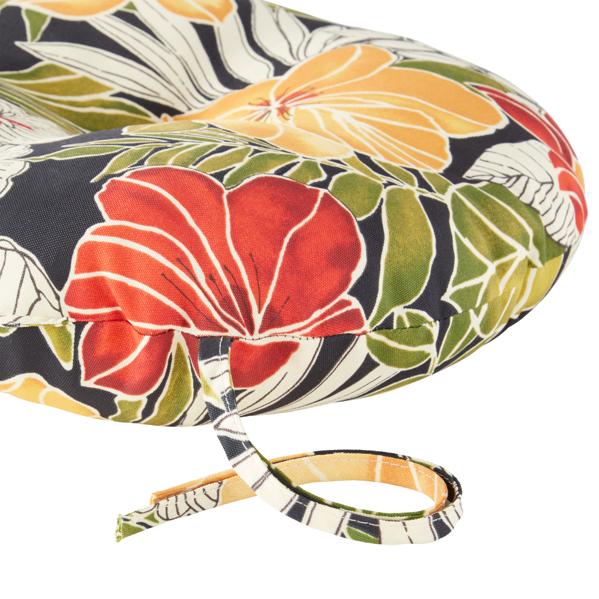 Greendale Home Fashions Aloha Black Floral 15 in. Round Outdoor Reversible Bistro Seat Cushion (Set of 2) - image 3 of 5