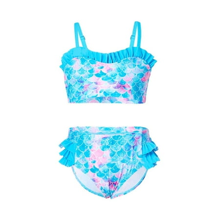 

Kids Girl Swimwear One-piece Bling Swimsuit Fashion Child Girl Sling Ruffles Beachwears Bikini Swiming Suit