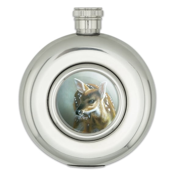 Fawn Baby Deer Round Stainless Steel 5oz Hip Drink Flask