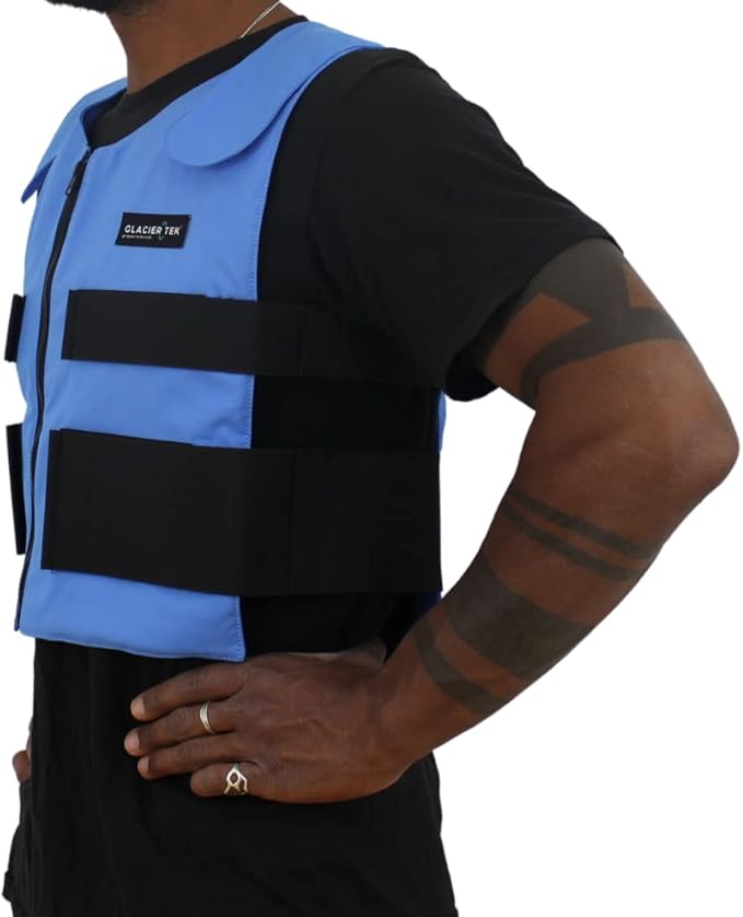 Glacier Tek Cool Vest, Personal Cooling - 59 Degrees for 2.5 Hours - 8 Cool Packs - Recharge in 30 Minutes