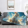 thumbnail image 2 of Naloa Cute Angel Winged Rabbit Flannel Blankets - Thick and Warm Blanket for Winter, Soft Fuzzy Plush King Blanket for All Seasons50"x40", 2 of 6
