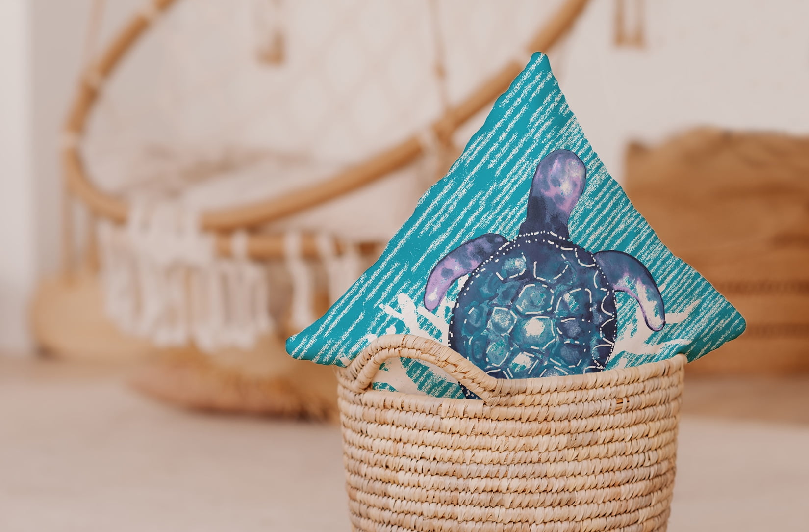 Simply Daisy 18" x 18" Turtle Friend Decorative Throw Pillow, Carribbean Turquoise (1 count)