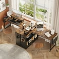 thumbnail image 3 of Bestier 42" L-shaped Computer Desk with Storage Shelf LED Gaming Desk with Monitor Stand Corner Desk, Rustic, 3 of 9