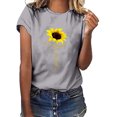 thumbnail image 2 of Wycnly Womens Shirts Plus Size Loose Fit Cute Tee Tops Summer Short Sleeve Crewneck Ladies Sunflower Print Tops and Blouses Gray m, 2 of 7