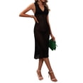 thumbnail image 3 of Liacowi Women's Knit Tank Dress, Sleeveless V Neck Hollow Out Solid Color Slim Fit Beach Dress, 3 of 6