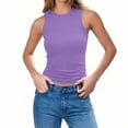 thumbnail image 5 of YUGYXL Womens Sleeveless High Neck Tank Tops Fashion Summer Casual Basic Slim Fit Ribbed Knit Racerback Top Shirt Clothes Purple L, 5 of 8