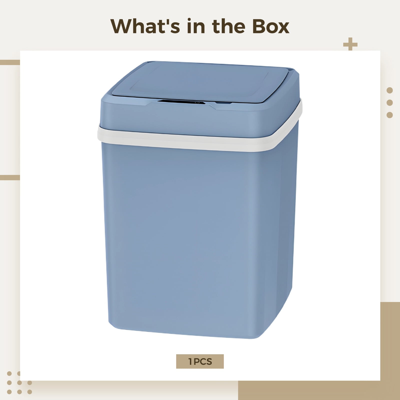 Automatic Touchless Sensor Bin, 12 L Trash Bin for Kitchen and Bathroom, Built-In Lithium Battery, Waterproof Trash Can, Triple Modes, Blue
