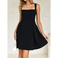 thumbnail image 4 of Womens 2025 Mini Sleeveless Dress Backless Tie Square Neck Short Party Dress Black L, 4 of 9