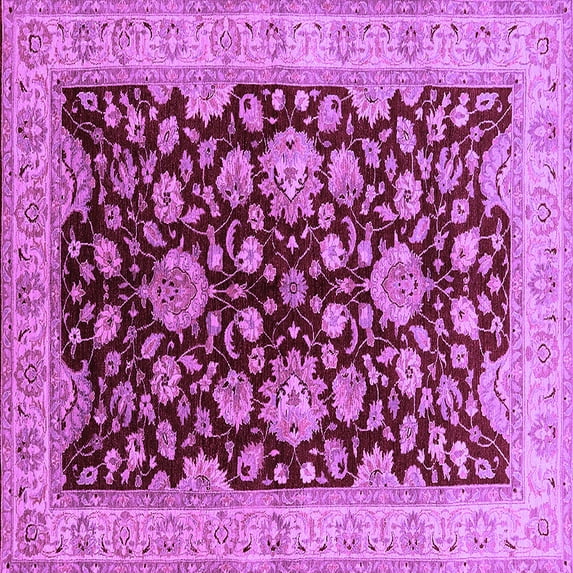 Ahgly Company Indoor Square Oriental Purple Traditional Area Rugs, 8' Square