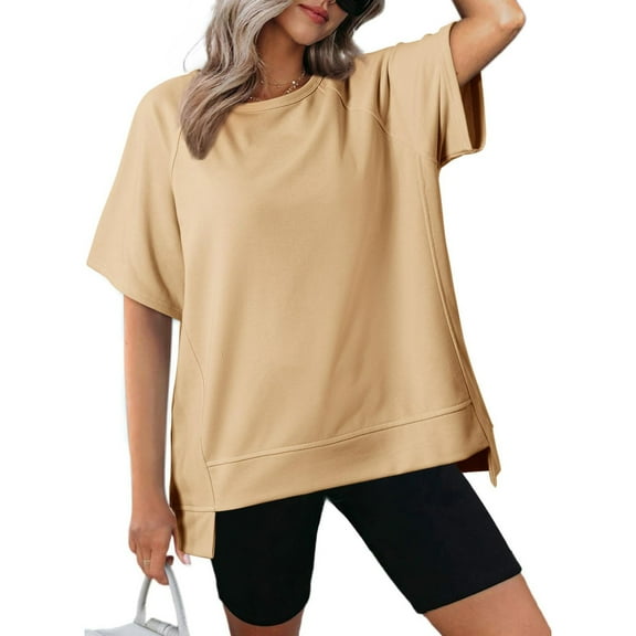 Pohista Work Tops for Women Summer Womens T Shirts Fitted Dressy Blouses for Women Plus Size Women's Short Sleeve Tops Cotton my saved for later items