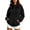 Black, variant on Womens Raglan Sleeve Full Zip Hoodie Fleece Knit Drawstring Hood Front Kangaroo Pocket Loose Fit Solid Color Anti Pilling Casual Sweatshirt Jacket Top