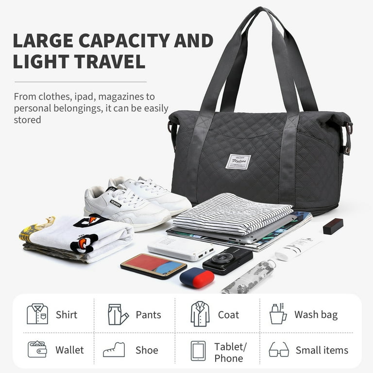 Overnight Bags for Women with Toiletry Bag, Carry on Weekender Travel Bag,  Travel Duffel Bag Cabin Bag, Waterproof Sport Gym Tote Bag with Wet Pocket 