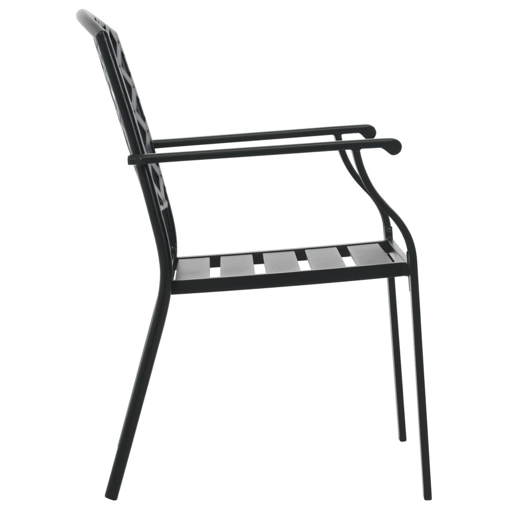 Kepooman Outdoor Patio Stackable Metal Chairs Set with Backrest, Set of 2, Black Kepooman Outdoor Patio Stackable Metal Chairs Set with Backrest, Set of 2, Black
