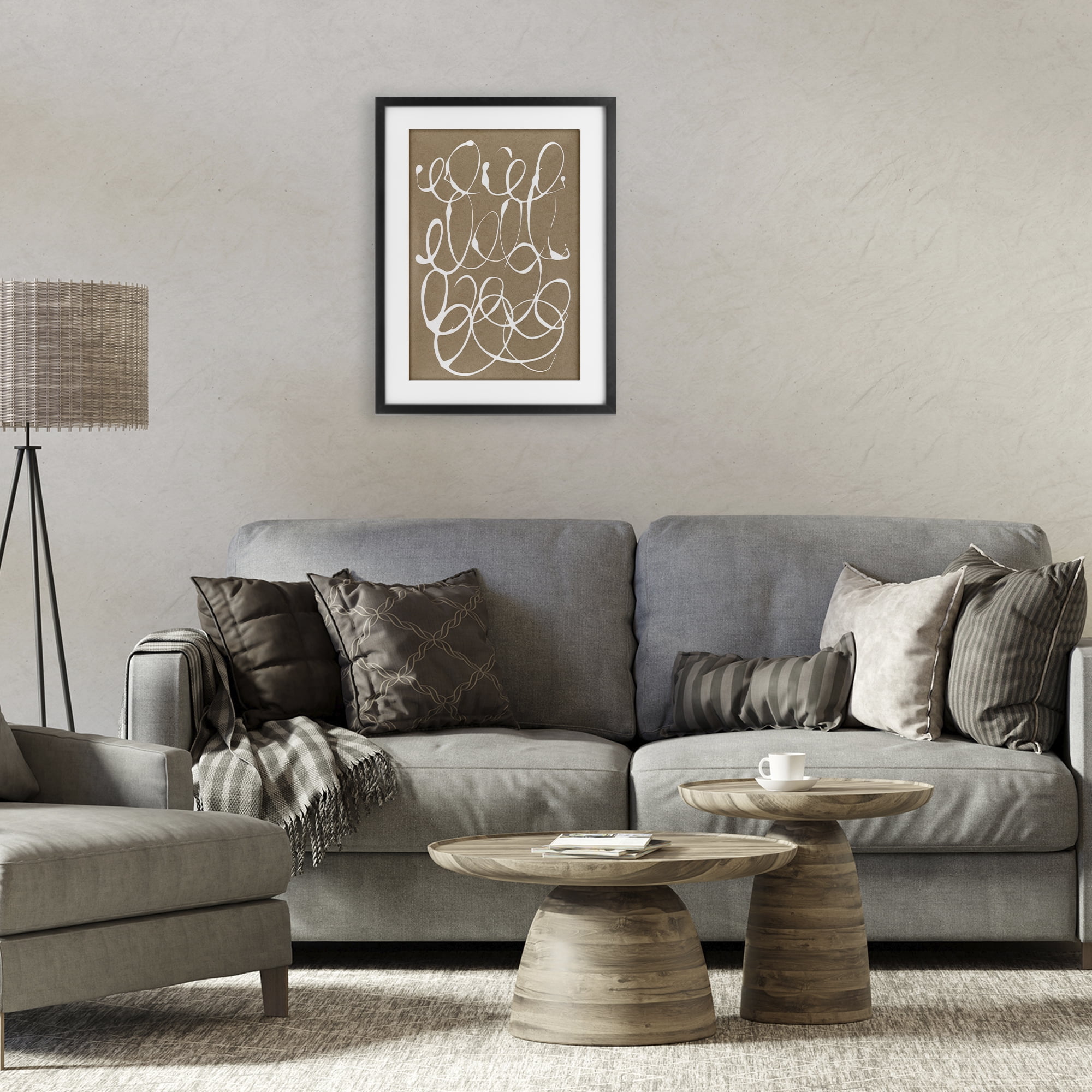 Stupell Industries Scribbled Taupe Circles Black Framed Print Under Glass, design by Susan Bryant