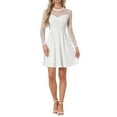 thumbnail image 2 of INSPIRE CHIC Women's Dress Heart Mesh Sheer Long Sleeve Gothic Cocktail Party Mini Dress L White, 2 of 7