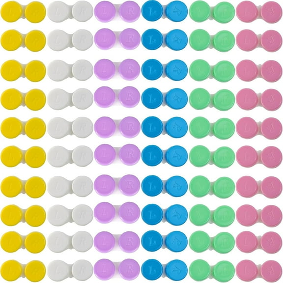 60pcs Contact Lens Cases, Contact Lens Holder Box Left/Right Eyes Contact Lens Container, 6 Colors