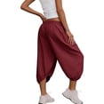 thumbnail image 4 of Neewe Capri Pants for Women High Waisted Wide Leg Casual Lounge Pant Summer Capris with Pockets Daily, 4 of 7