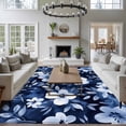 thumbnail image 3 of 8'x10' Area Rugs, Navy Blue Spring Floral Indoor Outdoor Area Rug for Living Room Bedroom, Summer Botanical Abstract Art Washable Bathroom Rugs Kitchen Floor Carpet Mats Home Decor Aesthetic, 3 of 8